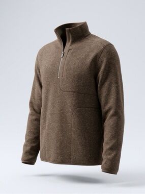 Figs Womens Brown Zip-Up Quarterneck Sweater